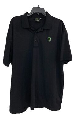 Men's Monster Energy Golf Polo Short Sleeve Performance Black Size XL